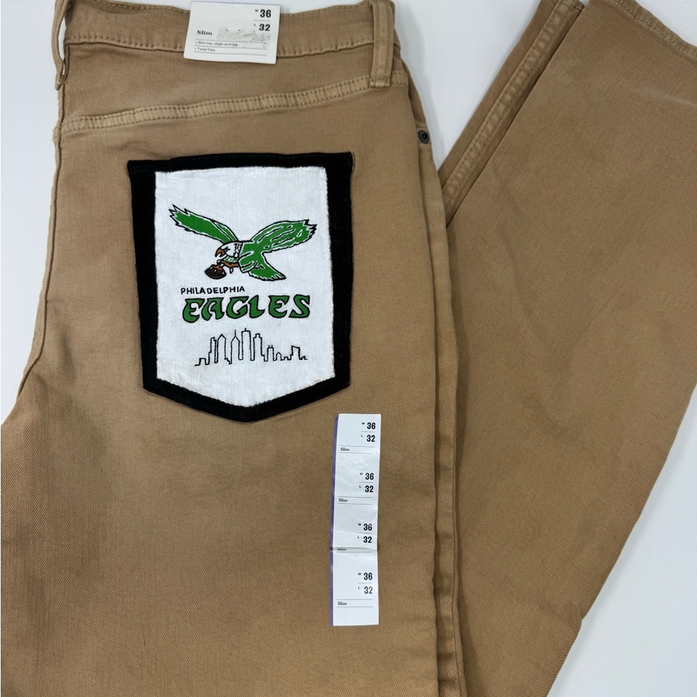 Hand Painted Eagles Tan Jeans
